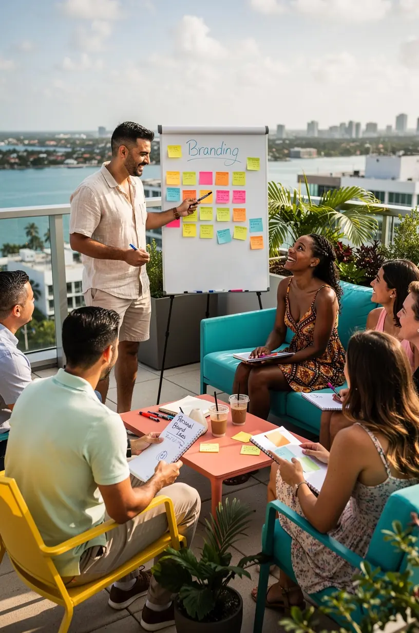 Zespół ekspertów omawiających plan działania w zakresie personal brandingu podczas warsztatów